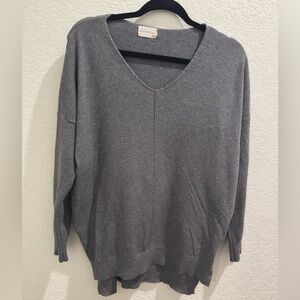 Dreamer Gray V-Neck Women's Sweater